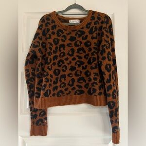 Pink Rose Women's Leopard Print Sweater - Brown and Black